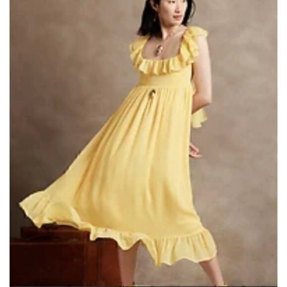 Elegant Yellow Ruffle Dress